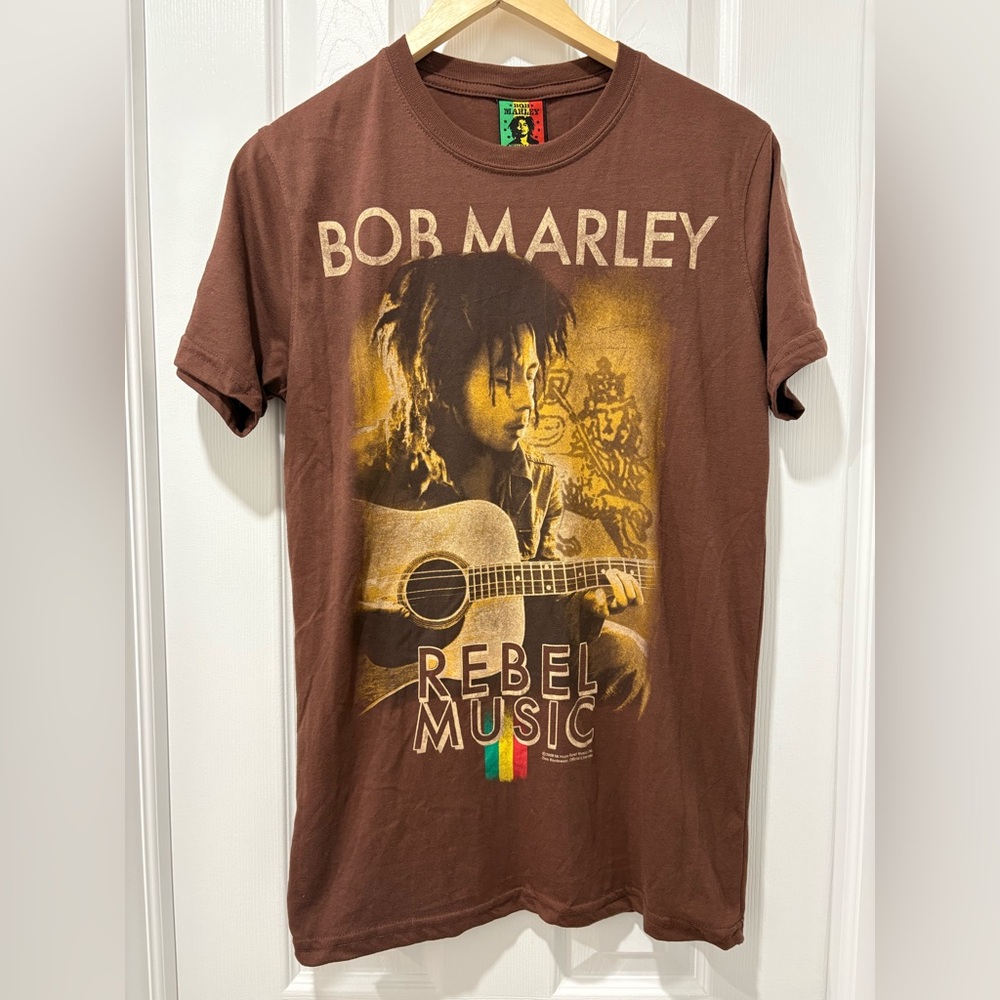 Bob Marley Brown Graphic T-Shirt 2008 rebel music medium *CLEAN OUT SALE